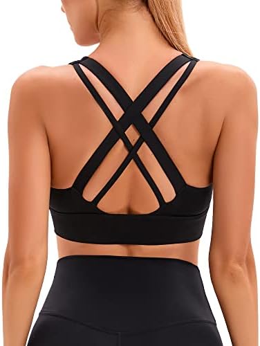 Bra esportivo acolchoado de glamline para mulheres, suporte médio suportes strappy ctscross esportes sutiãs para exercícios esportivos