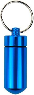 Dasunny 5 PCs Caixa de comprimidos portátil de alumínio selada Chave, garrafa de remédio para bolso para atividades ao ar livre Camping viajando, azul claro