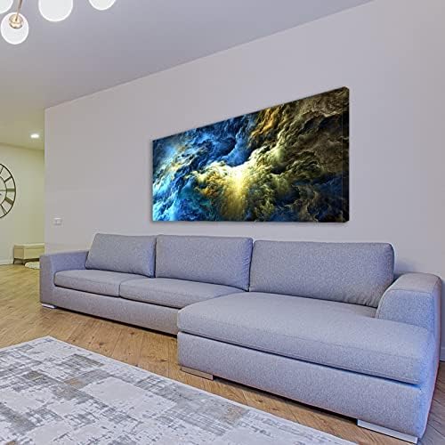 Pintura abstrata de lona de parede de Yonica, decoração de arte de parede abstrato pintura de parede imagem de nuvens de montanha em enquadradas esticadas impressas em tela para casa de estar em casa quarto de trabalho 20 x 40 polegadas