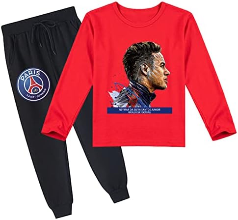 Ateecp Teen PSG PSG Crewneck Selta de moletom e calça de corrida-garoto de garoto neymar gráfico 2 pcs