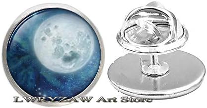 Broche de lua cheia Blue Moon Pin Espaço Galáxia Cinza Jóias Broche de Jóias para homens Presentes de arte para seu espacial Pin Moon Broche, M268