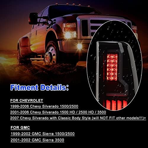 Conjunto de luzes traseiras de LED completa Roxx para 1999-2006 Chevy Silverado 1500/2500/3500, lâminas traseiras de LED