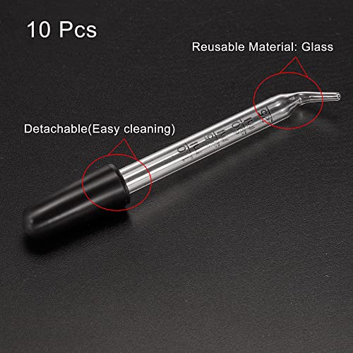 Patikil Eypy Grootper, 10pcs 1 ml de vidro dobrado ponta graduada com tubos de lâmpadas de borracha para líquidos de transferência