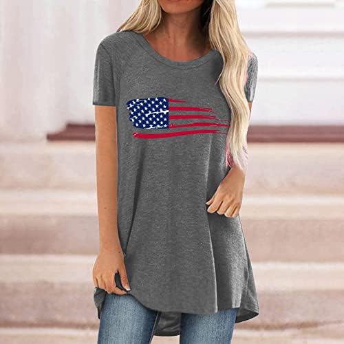 4 de julho camisetas camisetas para mulheres de manga curta Túnica de túnica American Flag Stripes Tie-Dye Blush Top Top