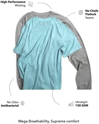 Camiseta de lã de lã de lã de roupas de lã para lã - Ultralight - Wicking Breathable Breathable Anti -Odor