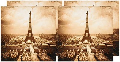3drose cst_77454_1 A Exposição de Paris 1900 Eiffel Tower Sepia Soft Coasters, conjunto de 4