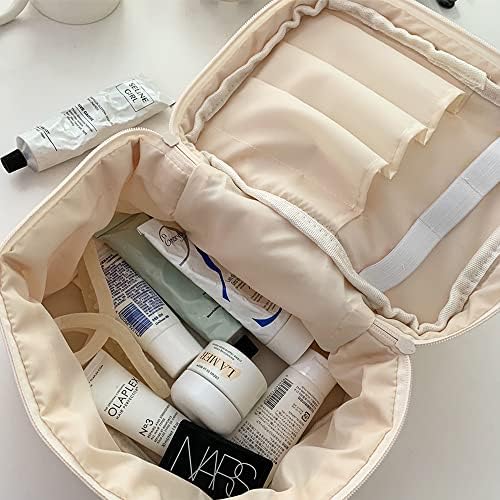 Bolsa de maquiagem de algodão Bolsa de cosméticos de viagem grande bolsa cosmética Saco de higiene pessoal floral estético