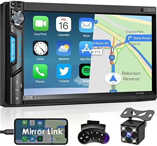 Double Din Din Bluetooth Car estéreo: Receptor de áudio de carro sensível ao toque LCD de 7 polegadas - MirrorLink MP5 Car Radio com