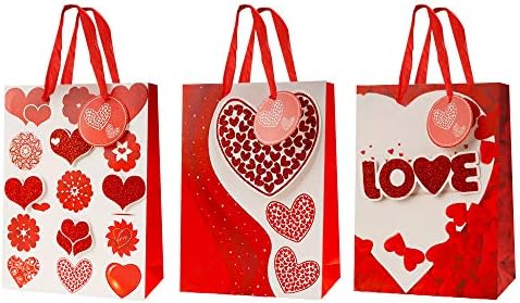 6 PCs Sacos de presente do Dia dos Namorados, Sacos de favor do tema do amor com maçaneta e tags em forma de coração