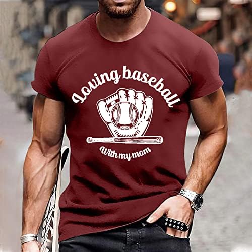 Camisetas masculinas rtrde de verão no pescoço redondo do pescoço vintage letra de beisebol de impressão de impressão camisetas top