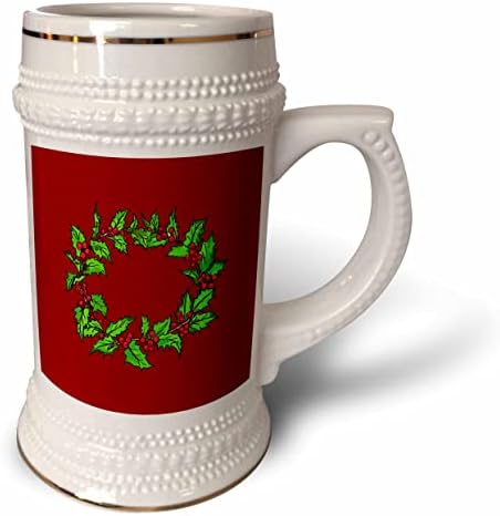 3drose natal holly wreath vector arte em vermelho - 22oz de caneca de Stein