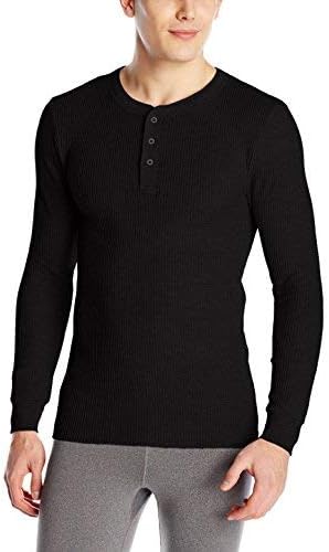 Fruto do tear clássico masculino de waffle térmico Henley Top