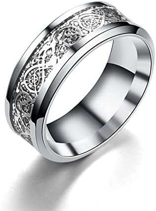 2023 Novo dragão de anel de ouro de titânio com dragão prateado aço de anel inoxidável anéis de aço de aço anéis mínimos