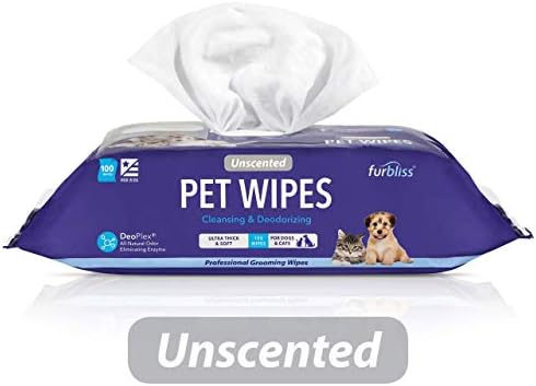 Furbliss Vetnique Dog Skin and Coat Suplemento mastigar e pacote de lenços hipoalergênicos de helicóptero de cachorro