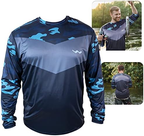 UPF50+ Camisas de pesca de manga longa para homens - lados ventilados, leve peso, wicking