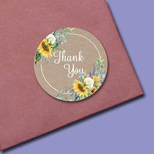 Girassol floral bonito na Kraft, agradecendo os rótulos dos adesivos de apreciação de clientes para pequenas empresas, adesivos de