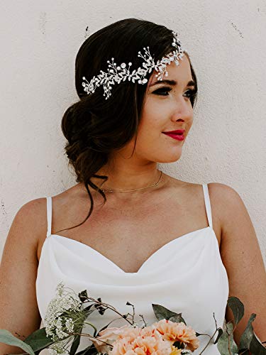 Sweetv Crystal Bridal Cabeça para as noivas Acessórios de cabelo de casamento prateado
