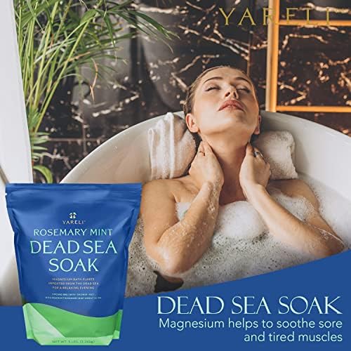 Yareli Dead Sea Bath & Feet Meruek, Rosemary Peppermint Magnesium Bath Salt Flakes, mais forte alternativa ao sal de Epsom,