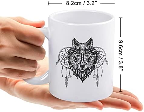 Presente de chá de chá de café com leite de lobo de lobo tribal com o design de logotipo para o escritório em casa homens -