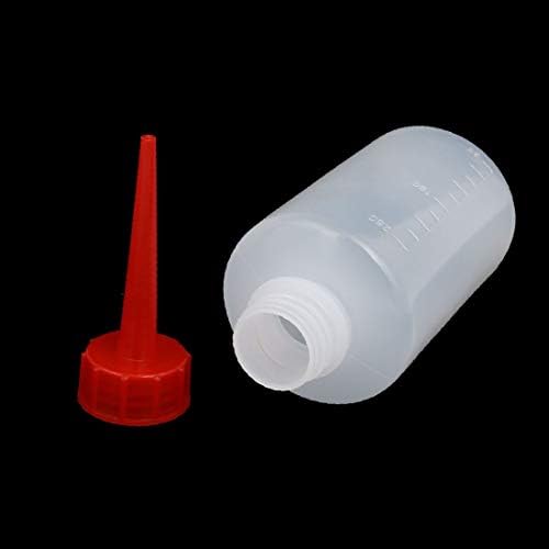 X-dree 250ml de bico reto de plástico garrafa de óleo transparente w tampa vermelha 5pcs (novo LON0167 250ml de plástico com apresentação de bico reto com eficácia confiável garrafa de óleo transparente w tampa vermelha 5pc