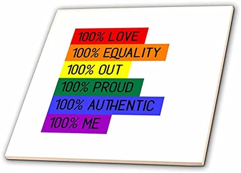 3drose 100 % amor, igualdade, fora, orgulhoso, autêntico, eu no branco. - Azulejos