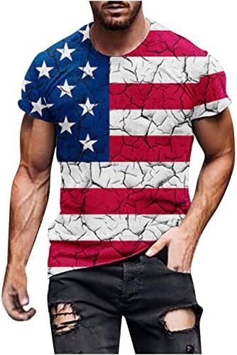 Lcepcy American Flag Shirt Men's Casual Crew pescoço camisetas de manga curta em quarto de julho, camisetas gráficas patrióticas