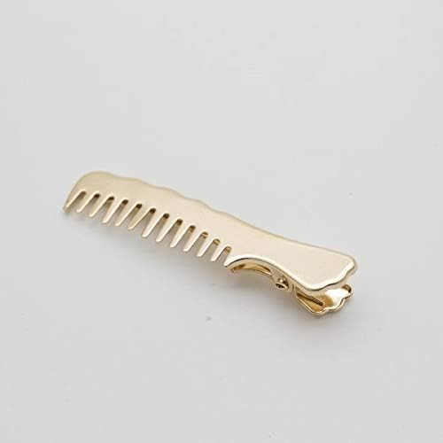 2 PCs Clipes de cabelo fofos para mulheres pente de ouro e prata Barretas para cabelos grossos/finos_alligator clipes