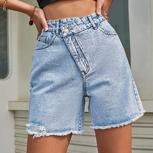 Calças Ecru para mulheres Senhoras Verão Moda de cor sólida Cintura alta solta Slim Aw Edge jeans calças de carga