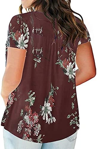 Túdos de túnica de verão de tamanho grande para mulheres moda de moda roque camiseta floral vesas de pescoço de pescoço