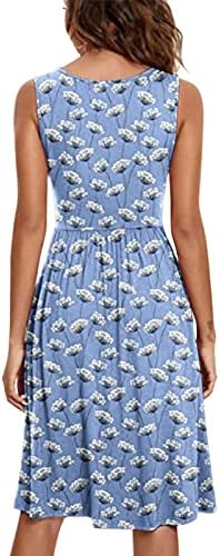 Uikmnh Mulheres Fit & Flare Girlower Work Soly Soevele Summer Summer Midi Dress Dress Dress Tank com bolsos vestidos