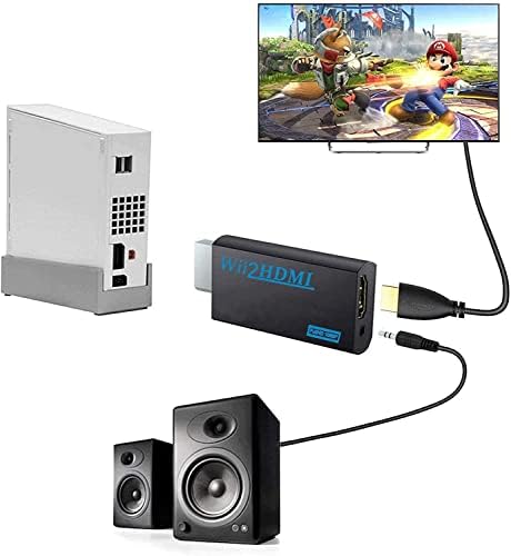 Conversor Wii para HDMI 1080p para dispositivo HD completo, 2 pacote, suporta todos os modos de exibição Wii, saída de 720p ou 1080p, tomada de áudio de 3,5 mm, saída HDMI compatível com Nintendo Wii, Wii U, HDTV