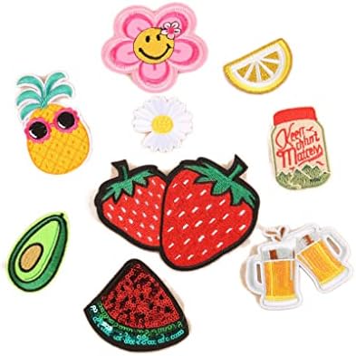 Apliques de apliques bordados em frutas costurar em manchas decorar manchas bap03