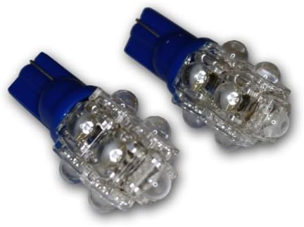 TuningPros LEDPL-T10-B9 Luzes de estacionamento lâmpadas LED T10 Wedge, 9 Flux LED Blue 2-PC Conjunto