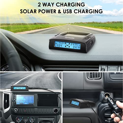 Sistema de monitoramento de pressão dos pneus de timato com carga solar, M7-3 Pro TPMs com 5 modos de alarme, luz de fundo automática ＆ Smart LCD Display, modo de suspensão automática, com 4 sensor de TPMS externo