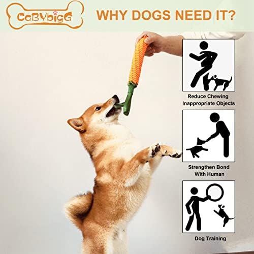 Cabybigg Dog Toys para mastigadores agressivos, brinquedos duráveis ​​de cachorro duráveis ​​duráveis, itens tecidos para dentes e gengivas, brinquedos de cães em forma de cenoura e nabo para cães médios e grandes raça 2 pacote 2 pacote 2