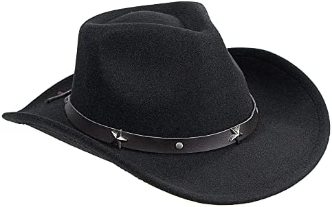 Chapéu de cowboy ocidental para homens mulheres clássicas roll up fedora com cinto de fivela