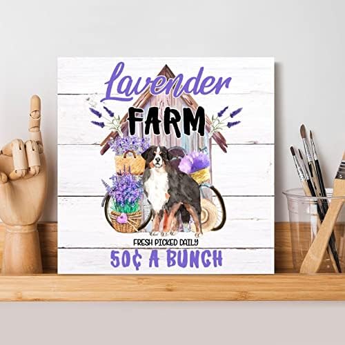 Lavanda Floral Farm Bicicleta Sinais de madeira Springer Spaniel Dog de madeira Placa de parede de cães Mãe Presente Estilo Decoração de parede Decoração de parede artística Placa pendurada