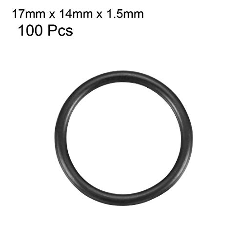 uxcell nitrile borracha o-rings, 17mm od 14mm ID de 1,5 mm de largura, junta de vedação métrica, pacote de 100