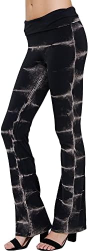 Eunanara Tie Tye Print Yoga Calças - dobra casual feminina sobre o alongamento da perna queimada na cintura ativa feita nos EUA