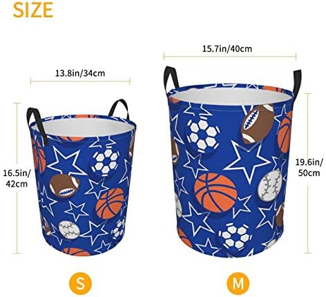 Fehuew Sport Soccer Basketball estrela cesta de lavanderia dobrável com alça de tecido impermeável cesto de lavanderia Organizador