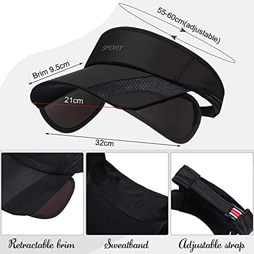 3 PCs Protection Sun Protection Women Sports Visor Hats, Chapéu de sol amplo ajustável