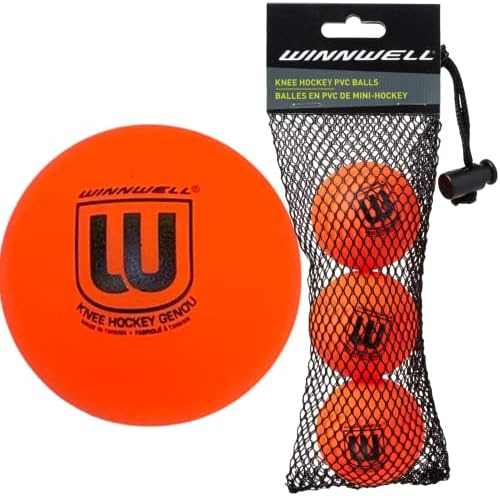 Winnwell PVC Knee Hockey Balls - Bolas de piso de hóquei interno para mini redes de bastões - mini bolas de hóquei com bolsa de malha -50mm 30 grama peso