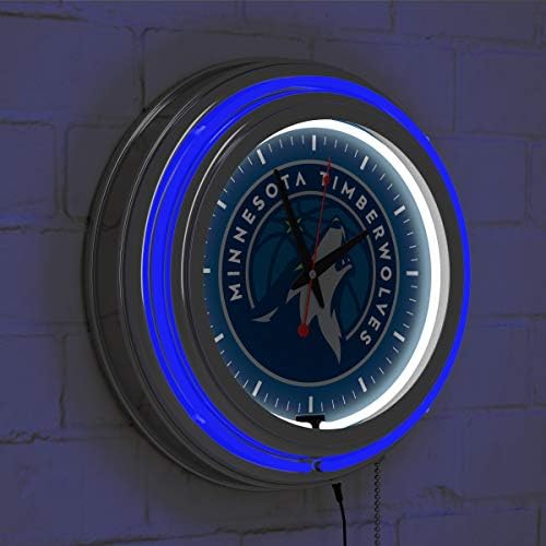 Minnesota Timberwolves NBA Chrome Double Ring Neon Clock