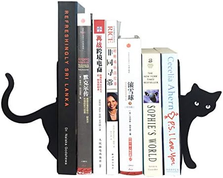 Pands Black Cat Book Ends - Livros decorativos para prateleiras, detentor de livros para estante de livros, presente de gato para