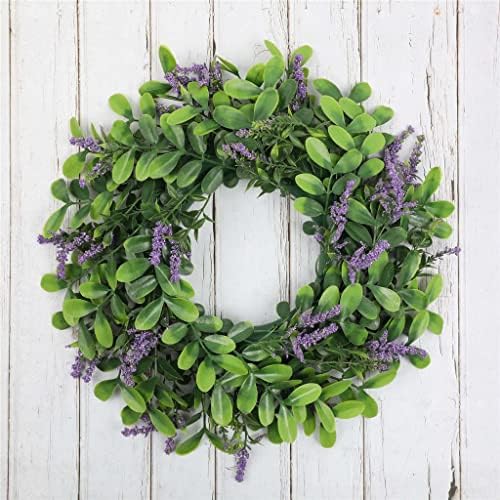 Grinalda de lavanda artificial sdfgh com folhas verdes eucalipto guirlanda pendurada na porta da frente para decoração de escritório