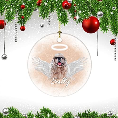 Ornamento cão memorial anjo anjo asas de nome e círculo de data do círculo personalizado Gifra Symathy Remembrance Gifts para