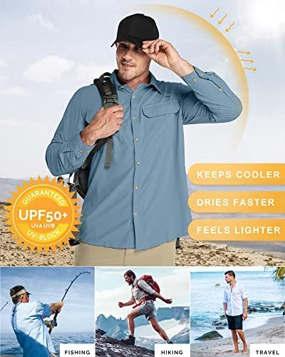 33.000 pés de manga longa masculina Camisa de proteção solar upf 50+ UV Camisas de pesca de resfriamento seco rápido para viagens para camping para camping