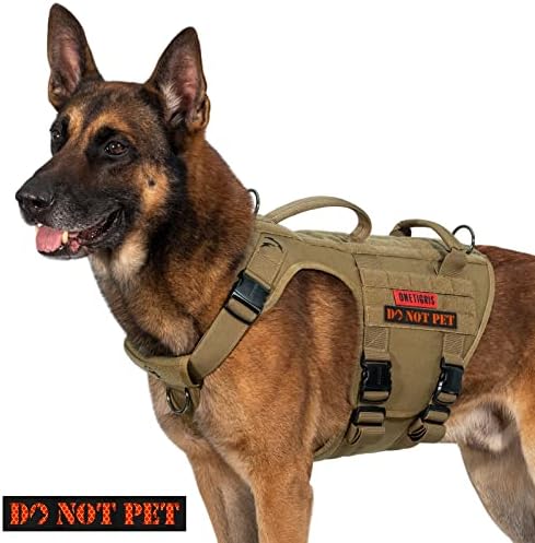 Onetigris Tactical Dog Arnness para cachorro grande full metal Fiftled No Pull Dog Arness Colle