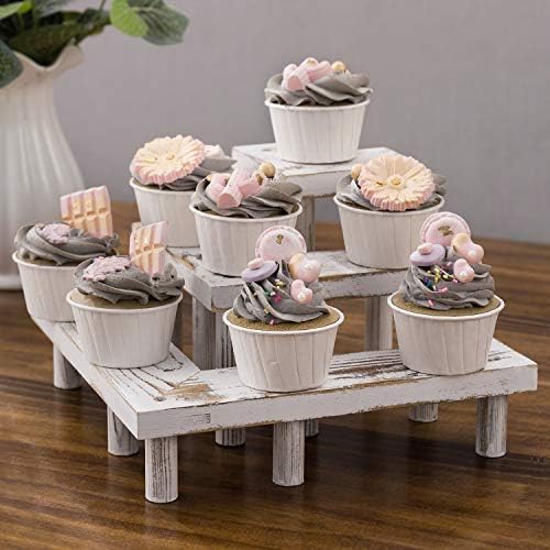 Mygift Cupcake Stand Stand Vintage Vintage Salto de Display de canto de madeira sólido de madeira, estatueta riser rack