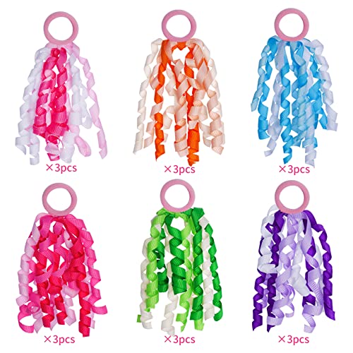 SUCAIN 18 PCS fitas de cabelo meninas laços de cabelo elástico colorido boutique banda de cabelo infantil infantil infantil titulares